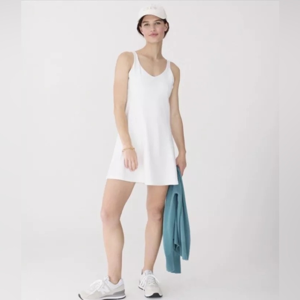 NEW J. Crew Cloudstretch Sports Side Slit White Tank Active Dress 145